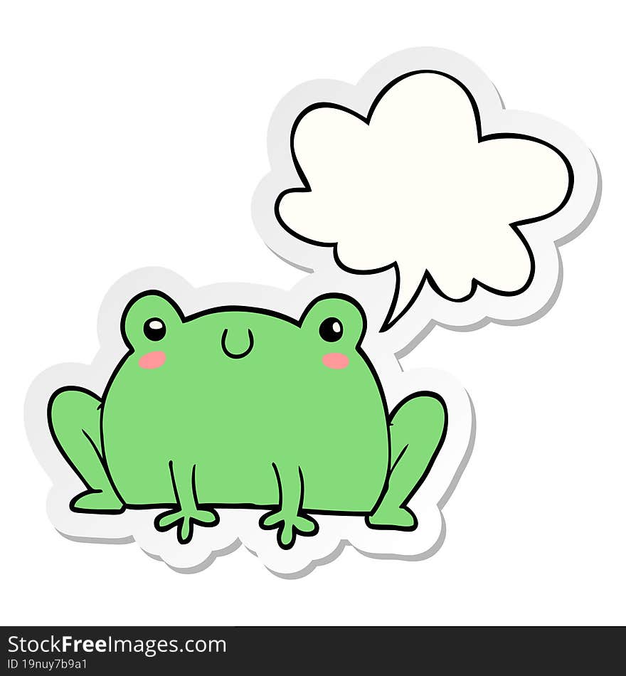 cartoon frog with speech bubble sticker. cartoon frog with speech bubble sticker