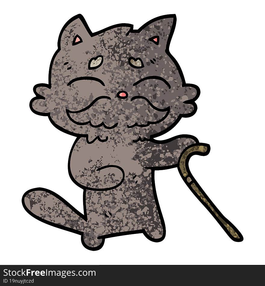 grunge textured illustration cartoon old cat