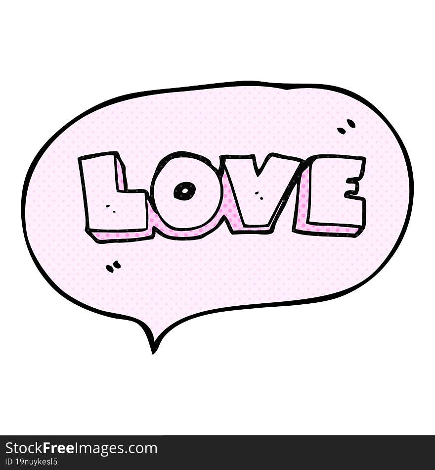 Comic Book Speech Bubble Cartoon Word Love