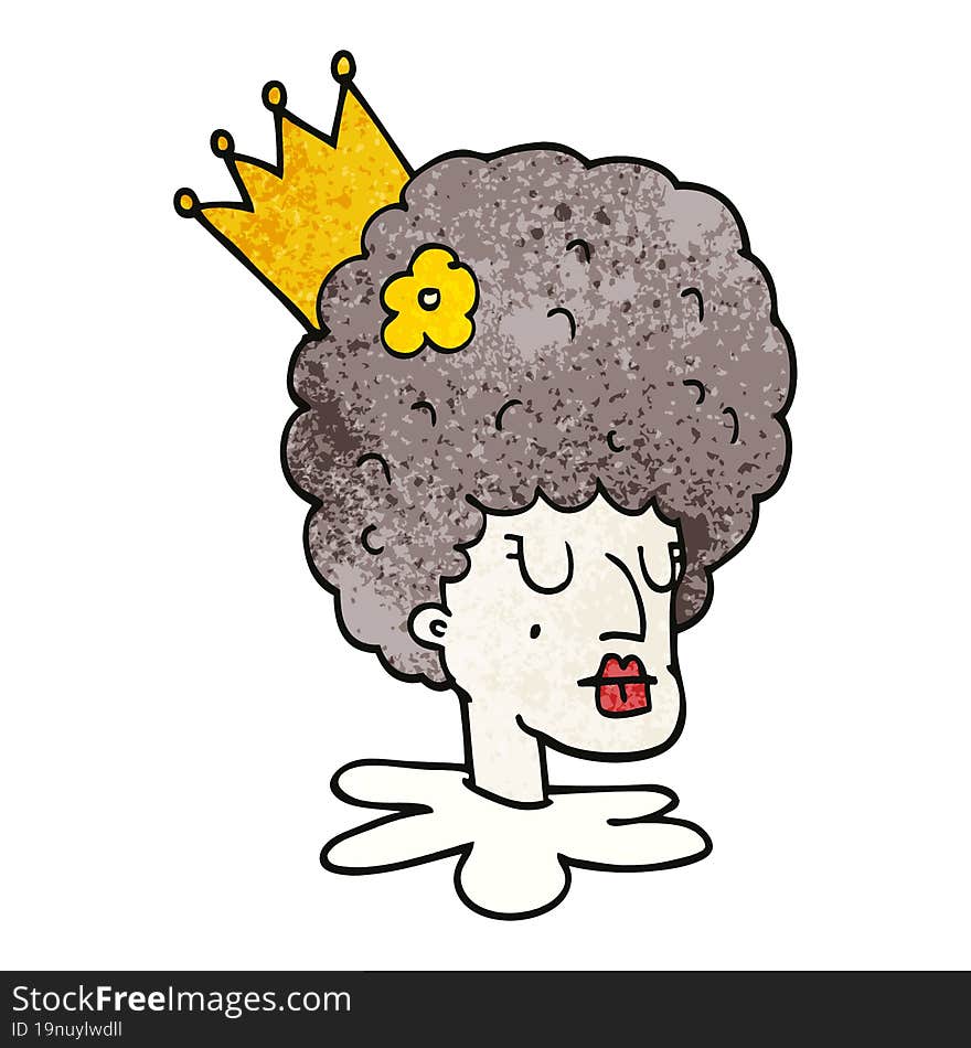 cartoon doodle queen in makeup and huge wig