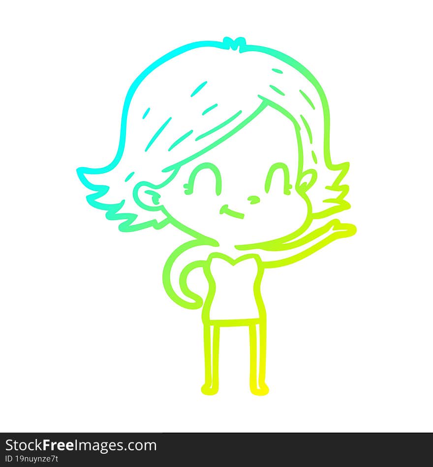 cold gradient line drawing cartoon friendly girl