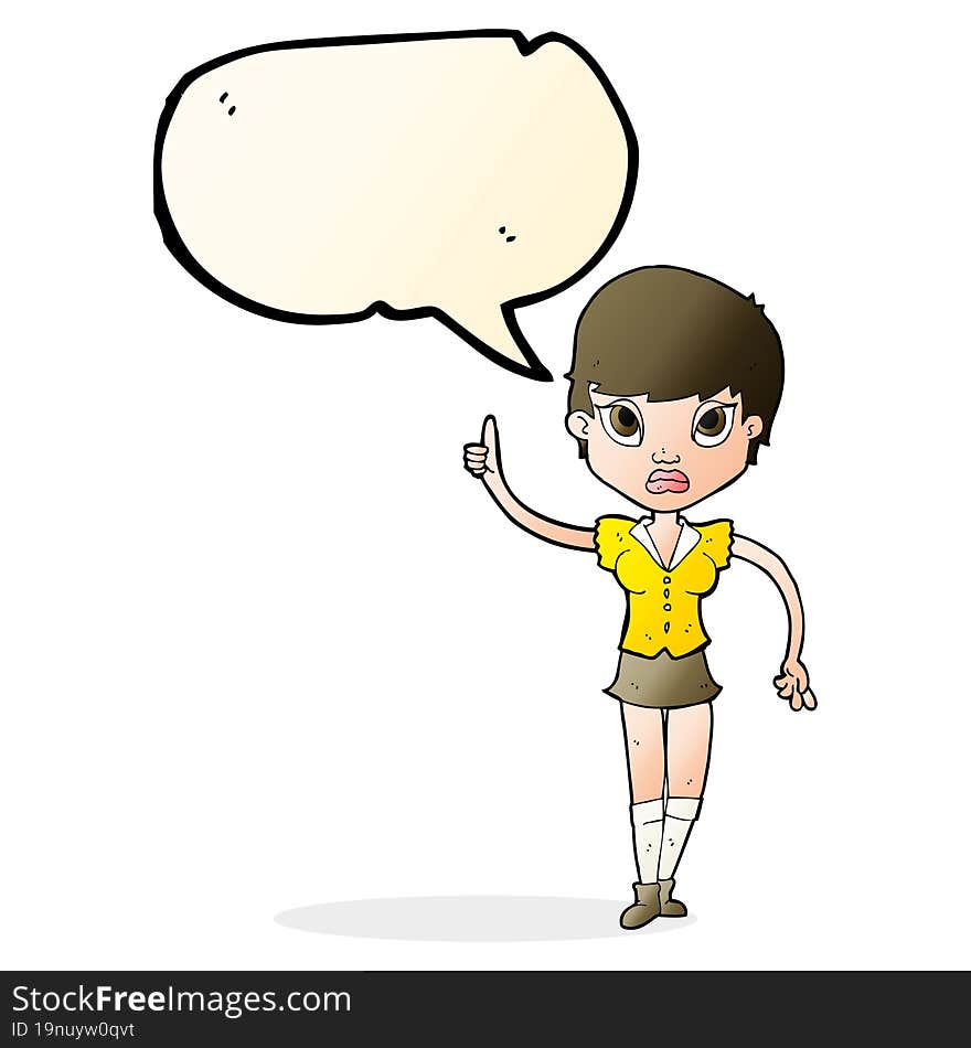 cartoon pretty woman with idea with speech bubble