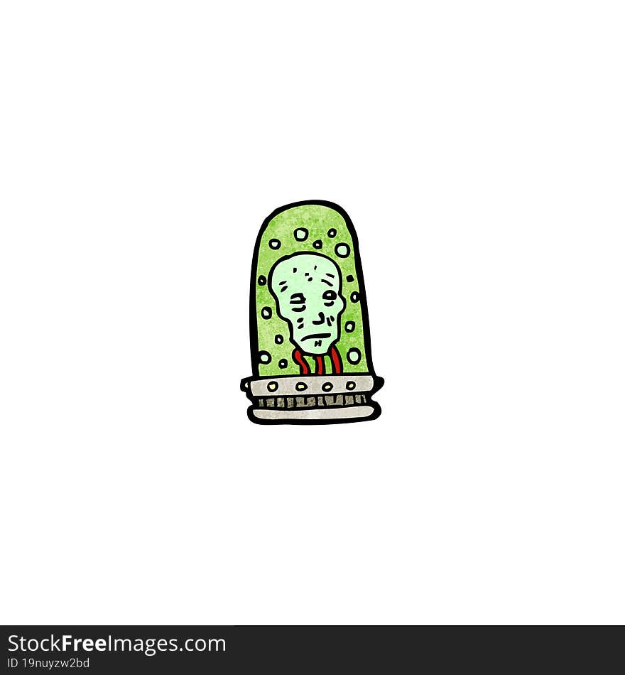 head in jar cartoon