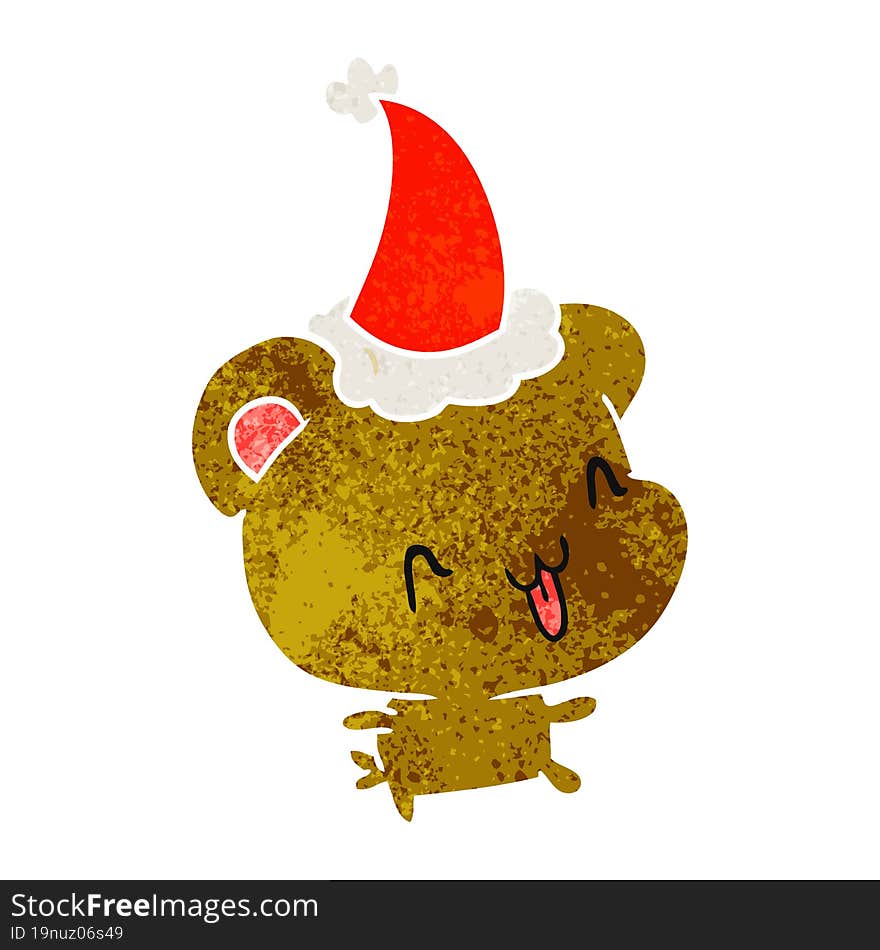 christmas retro cartoon of kawaii bear