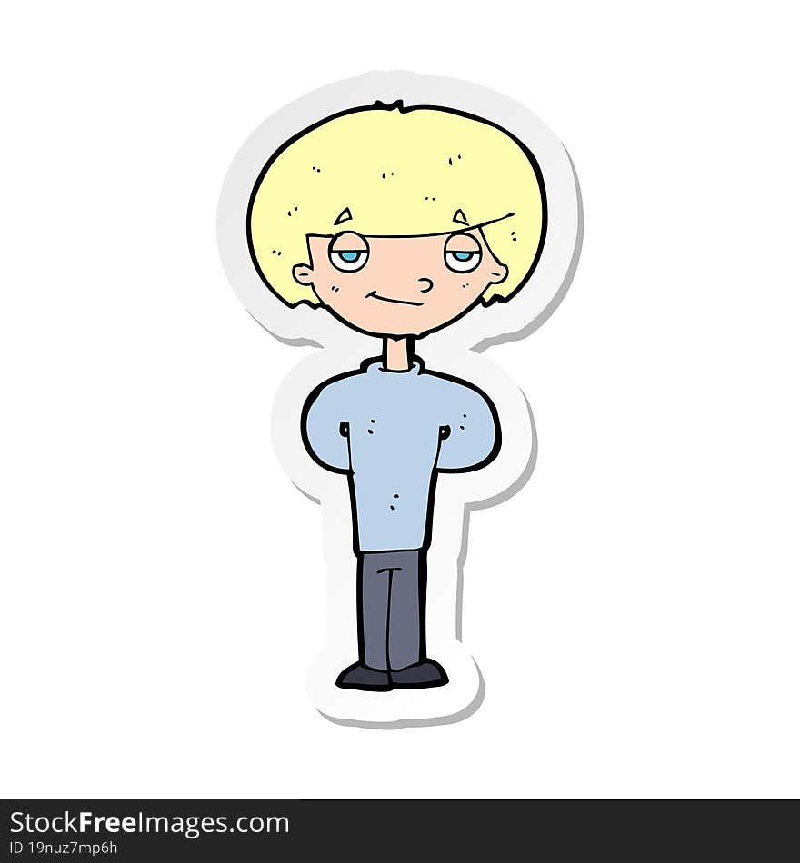 Sticker Of A Cartoon Happy Man