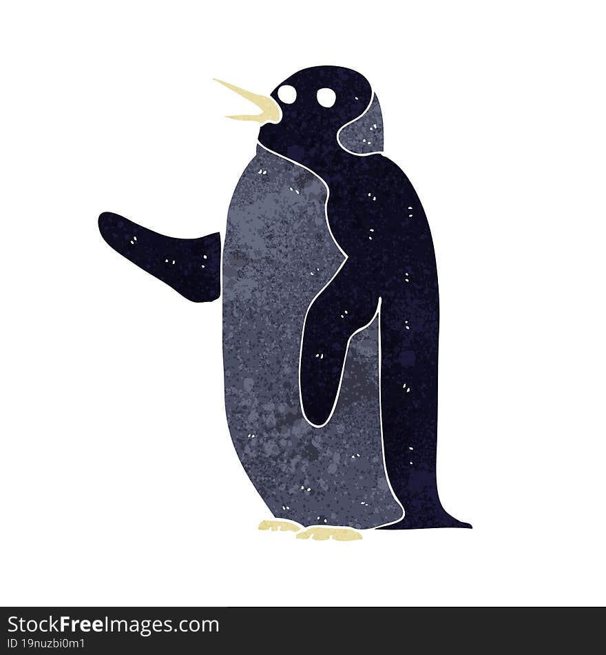 cartoon penguin waving