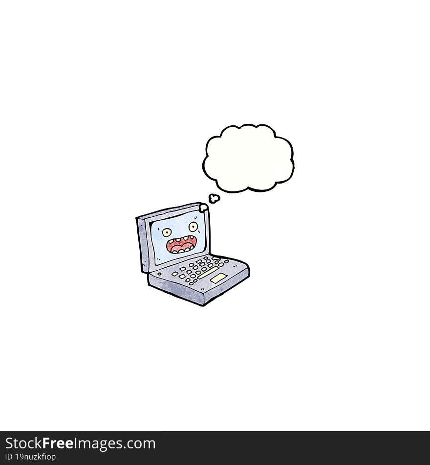 cartoon laptop computer with face