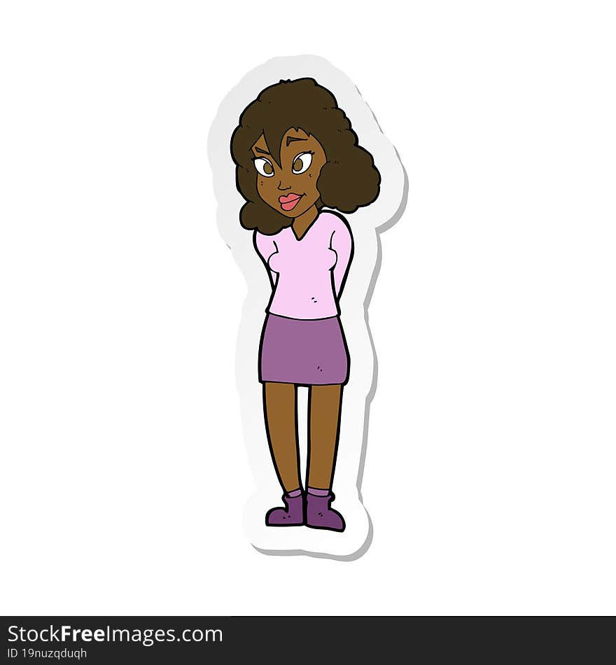 sticker of a cartoon confused woman