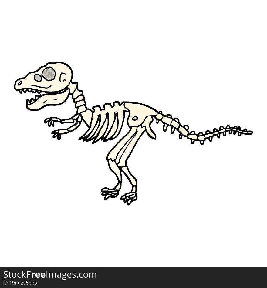 grunge textured illustration cartoon dinosaur bones