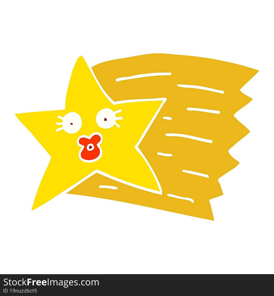 flat color illustration cartoon shooting star