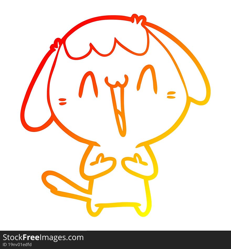 Warm Gradient Line Drawing Cute Cartoon Dog