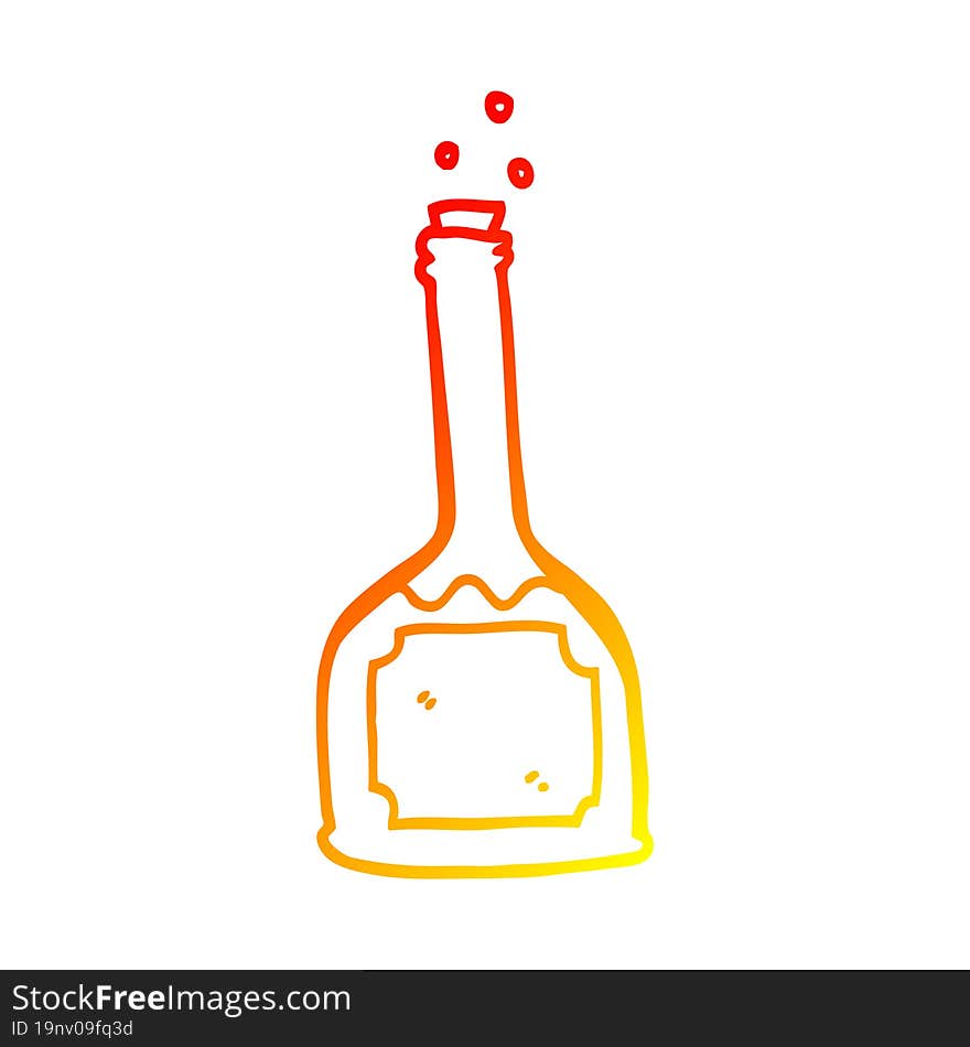 warm gradient line drawing of a cartoon bottle of red wine