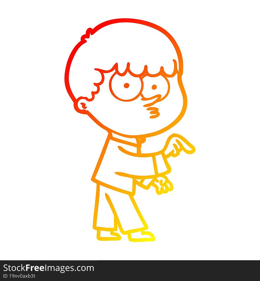 warm gradient line drawing cartoon curious boy