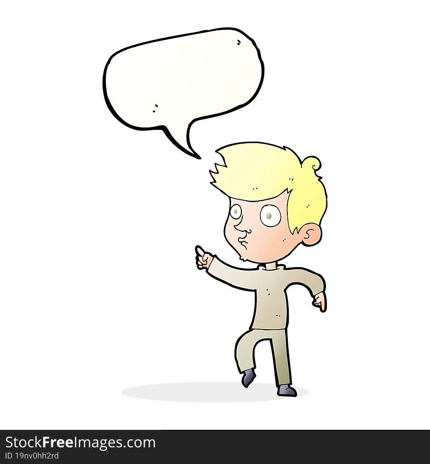 cartoon pointing boy with speech bubble