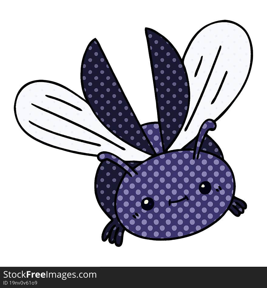 quirky comic book style cartoon flying beetle