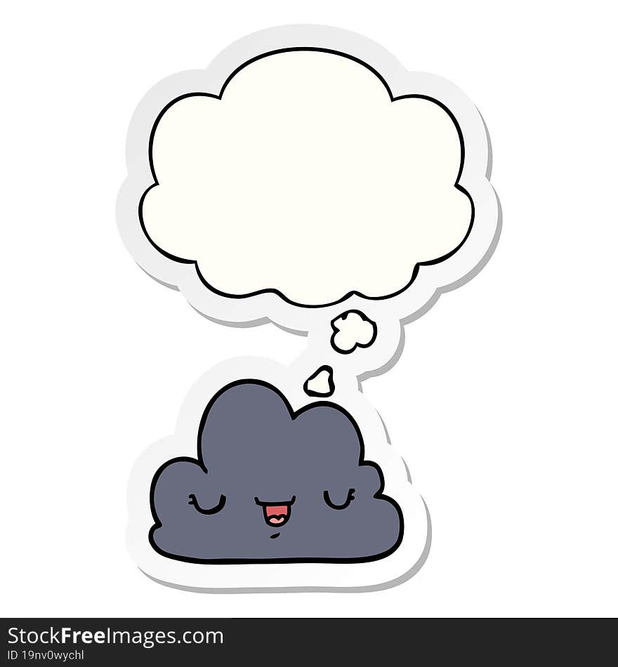 cute cartoon cloud and thought bubble as a printed sticker