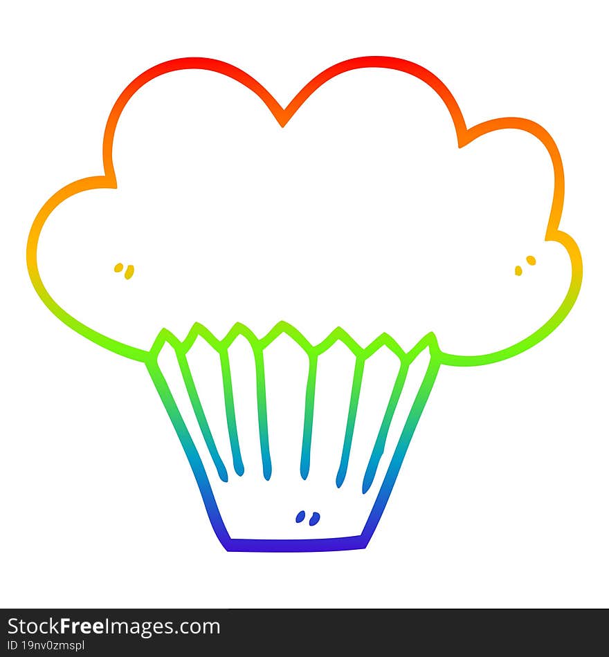 rainbow gradient line drawing cartoon cupcake