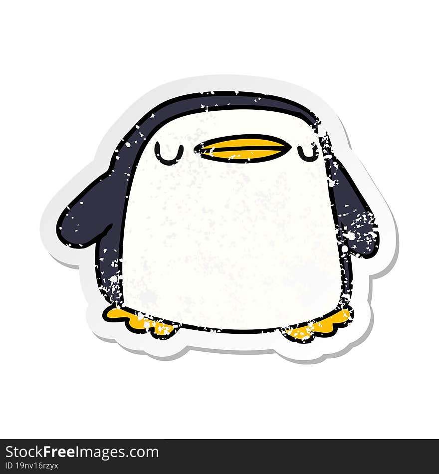 distressed sticker cartoon kawaii of a cute penguin