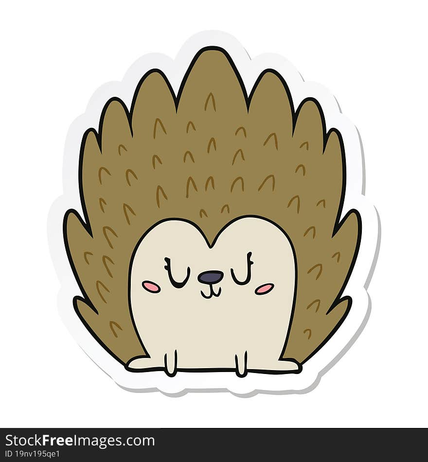 sticker of a cute cartoon hedgehog