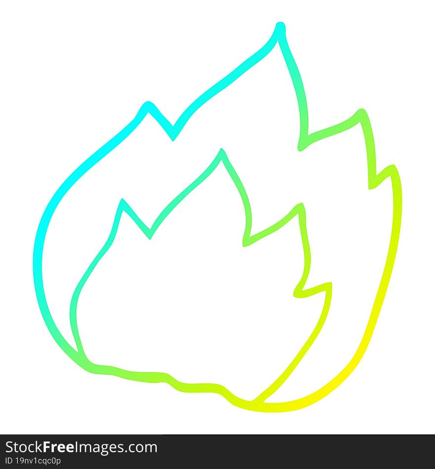 cold gradient line drawing cartoon fire