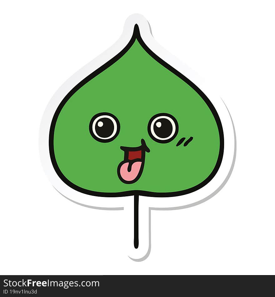 sticker of a cute cartoon expressional leaf