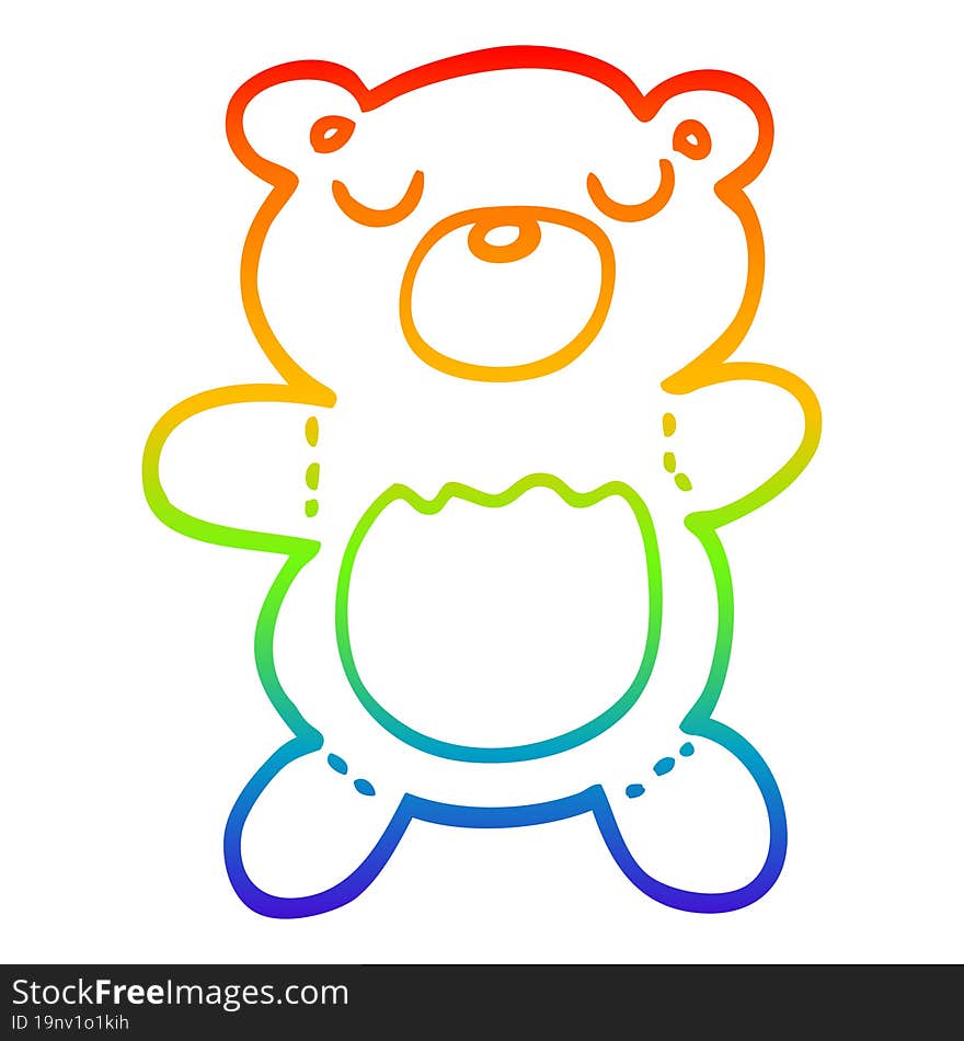 rainbow gradient line drawing cartoon teddy bear