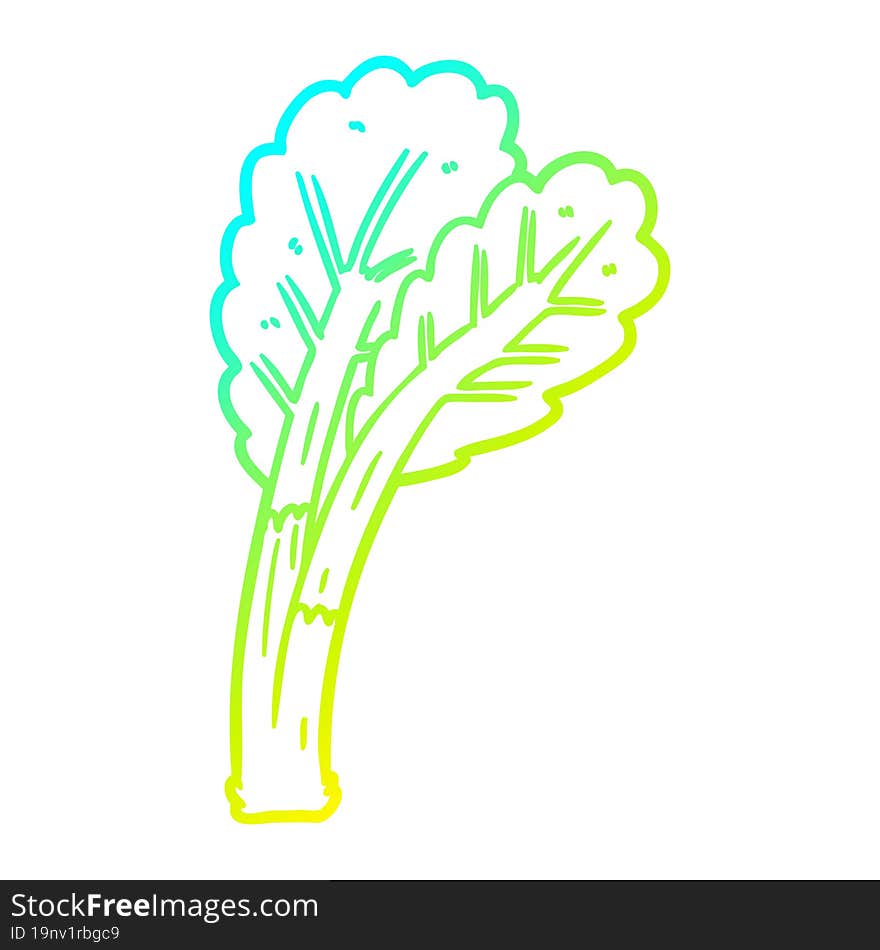 cold gradient line drawing of a cartoon rhubarb