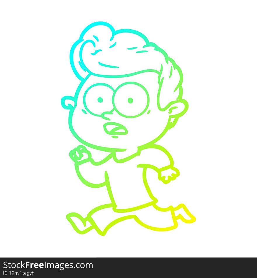 cold gradient line drawing shocked cartoon man