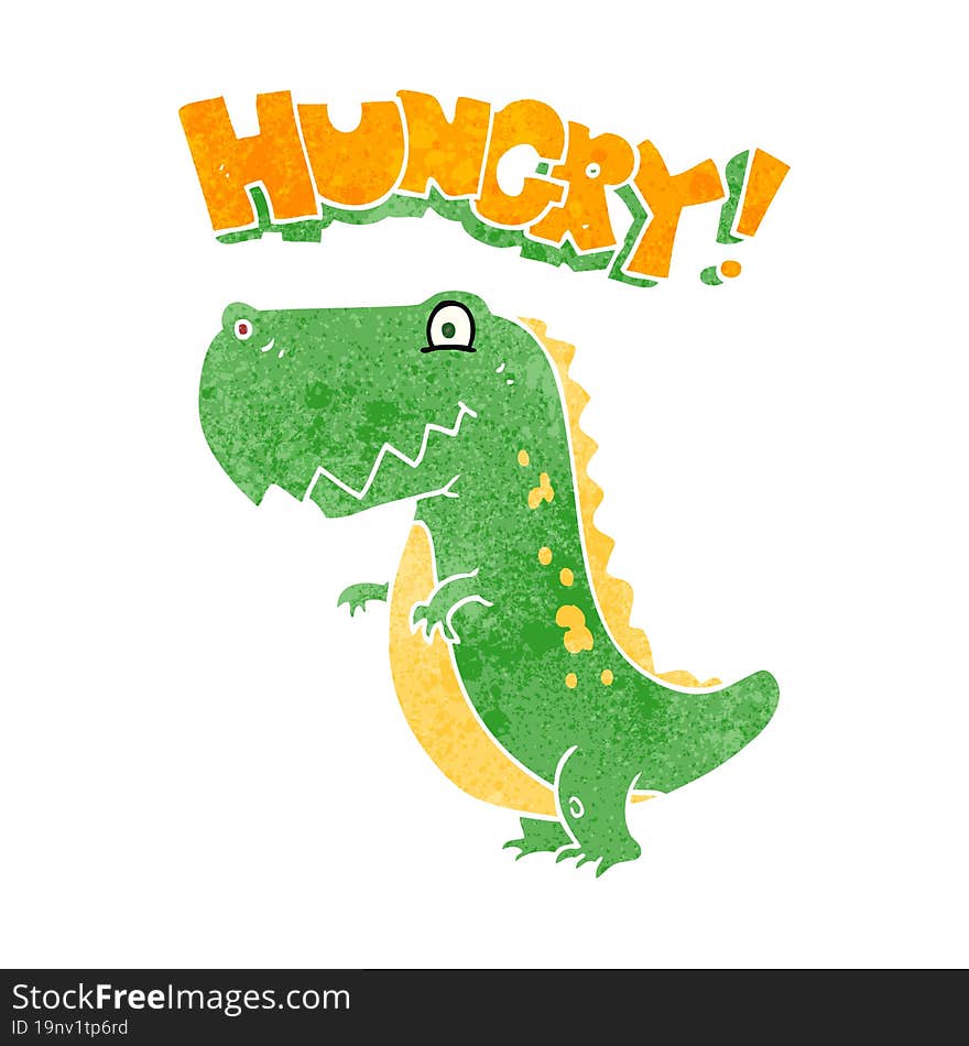 Retro Cartoon Hungry Dinosaur