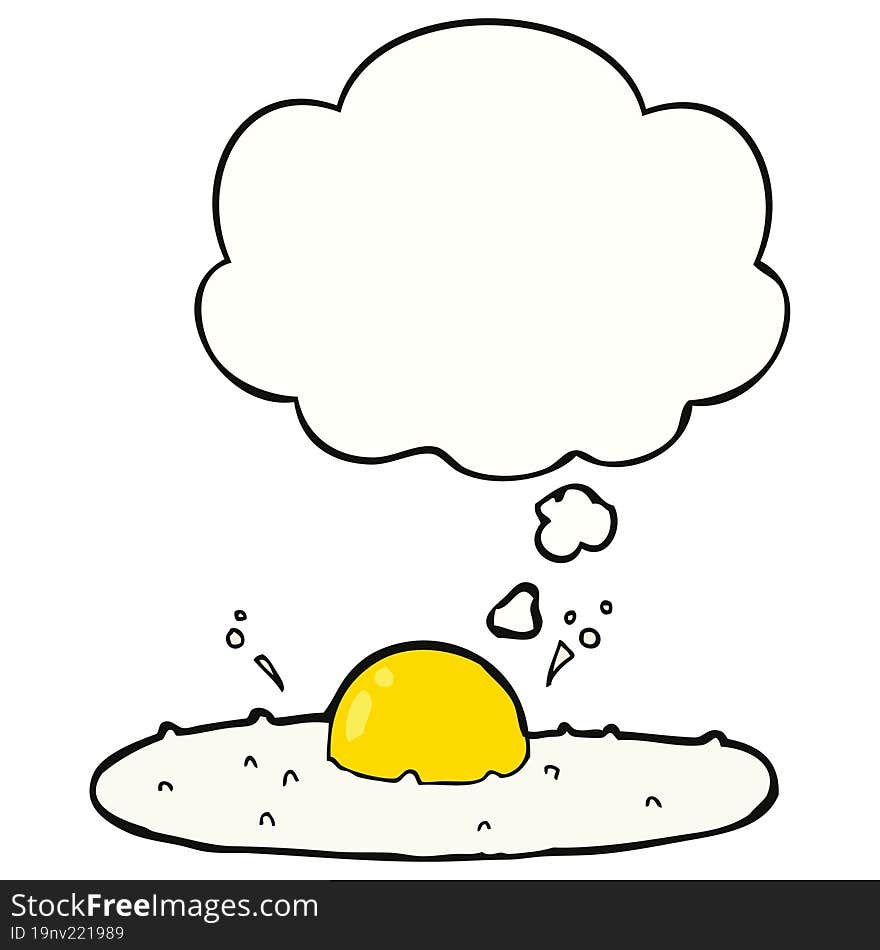 cartoon fried egg with thought bubble. cartoon fried egg with thought bubble