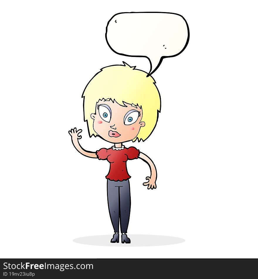 Cartoon Pretty Girl With Speech Bubble