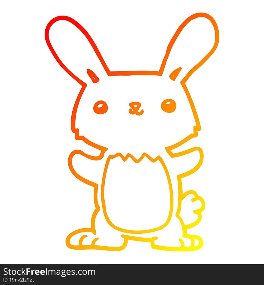 warm gradient line drawing cute cartoon rabbit