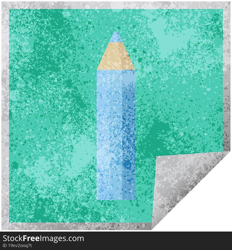 blue coloring pencil graphic square sticker