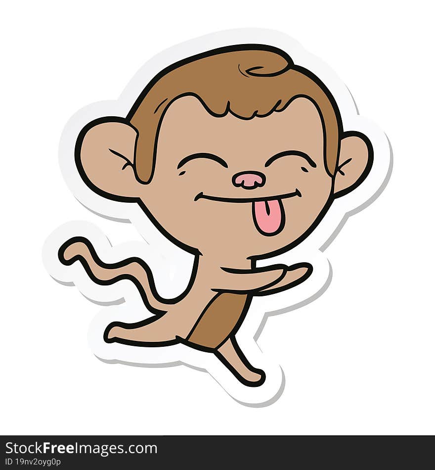 sticker of a funny cartoon monkey running