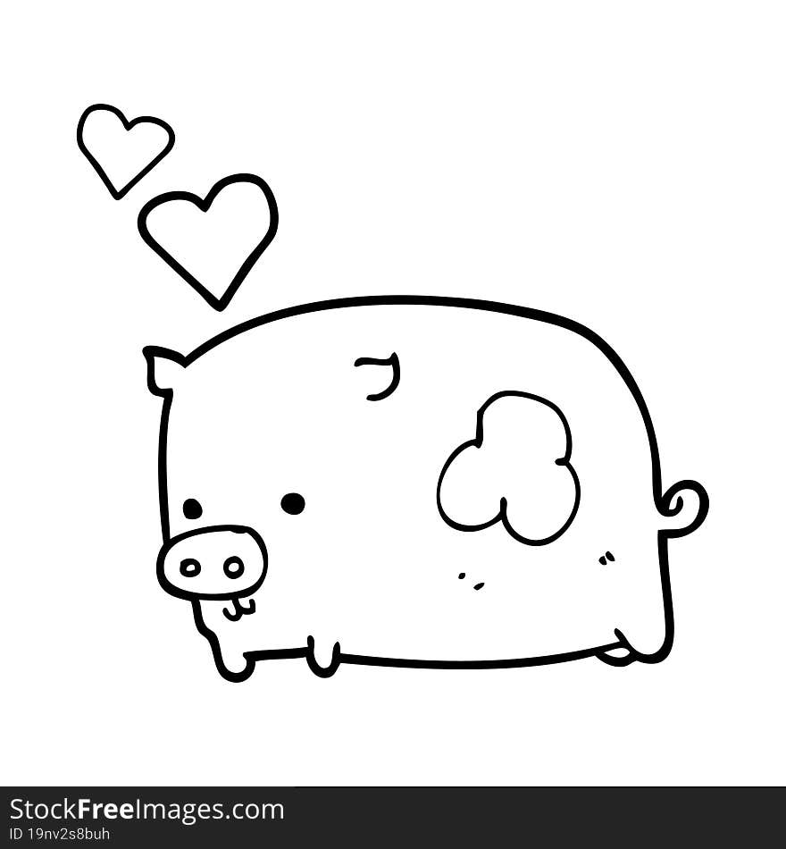 cartoon pig in love