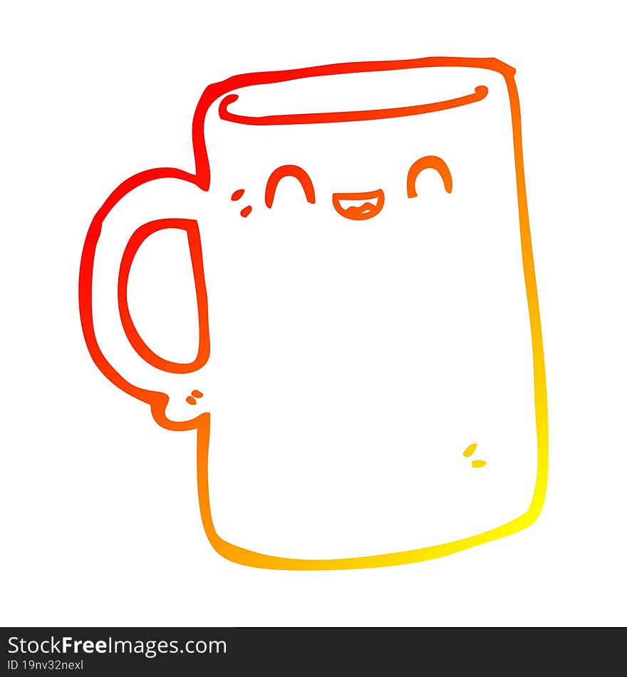 warm gradient line drawing cartoon mug