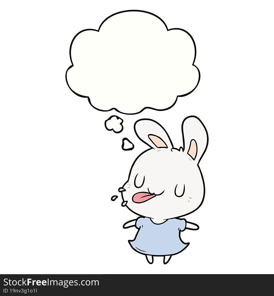 cartoon rabbit with thought bubble. cartoon rabbit with thought bubble