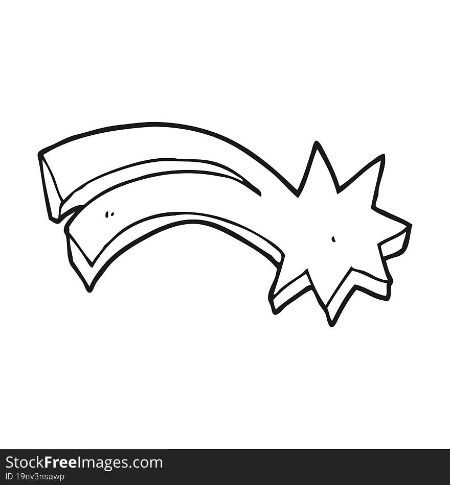 black and white cartoon decorative shooting star