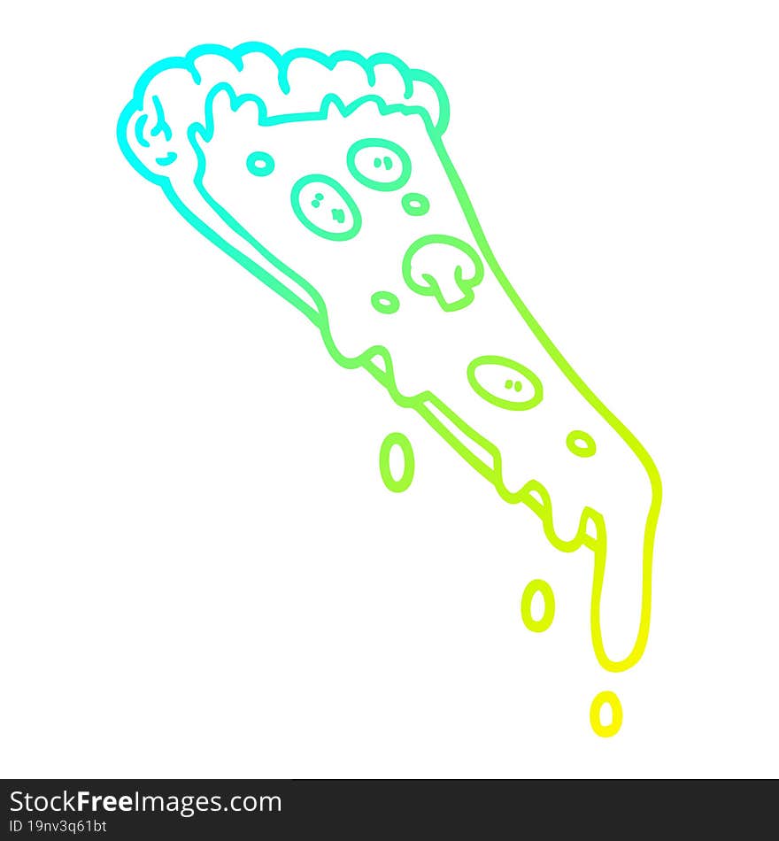 cold gradient line drawing cartoon slice of pizza