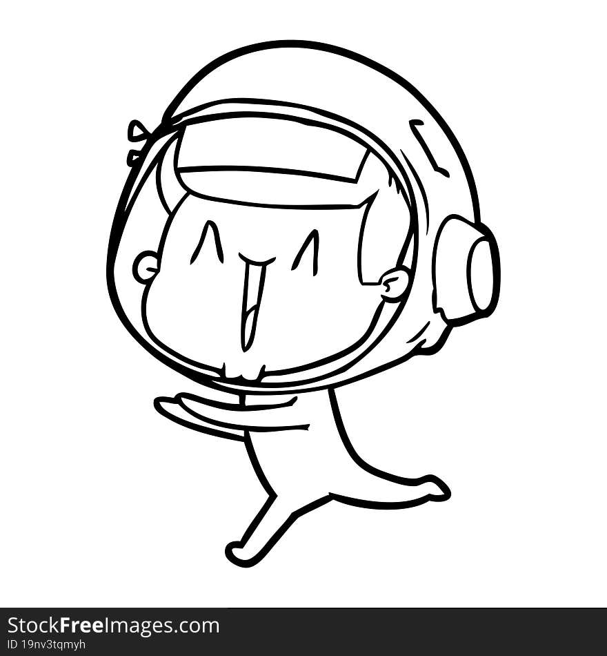 happy cartoon astronaut running. happy cartoon astronaut running