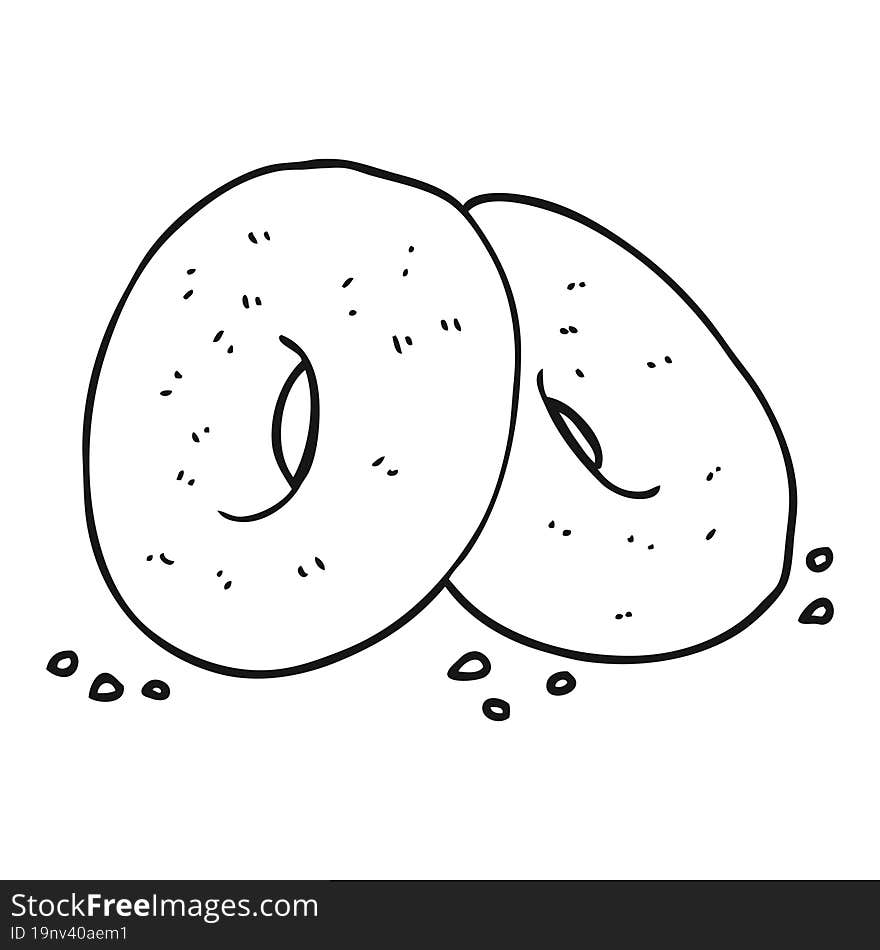 black and white cartoon bagels