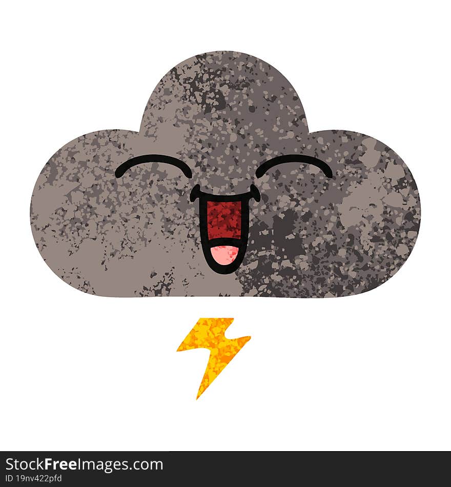 retro illustration style cartoon of a storm cloud