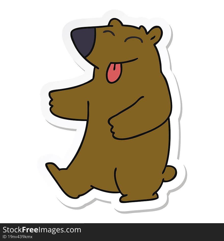 sticker of a quirky hand drawn cartoon bear