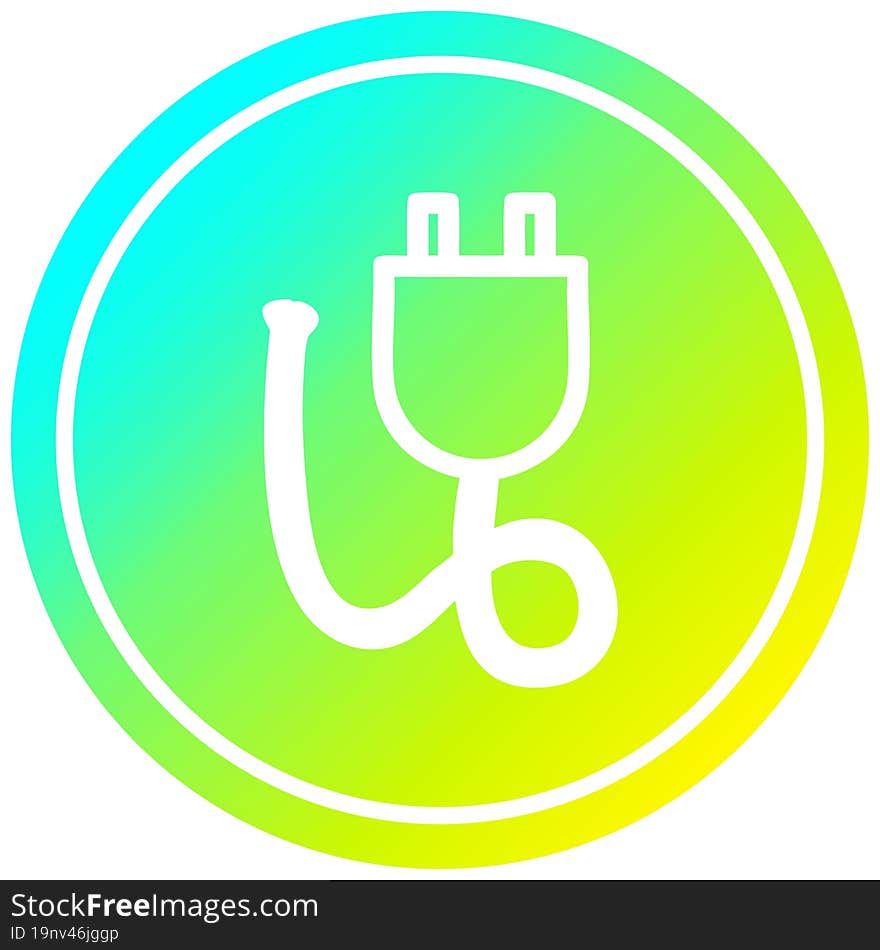 electrical plug circular in cold gradient spectrum