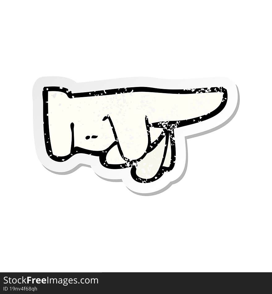 retro distressed sticker of a cartoon pointing hand