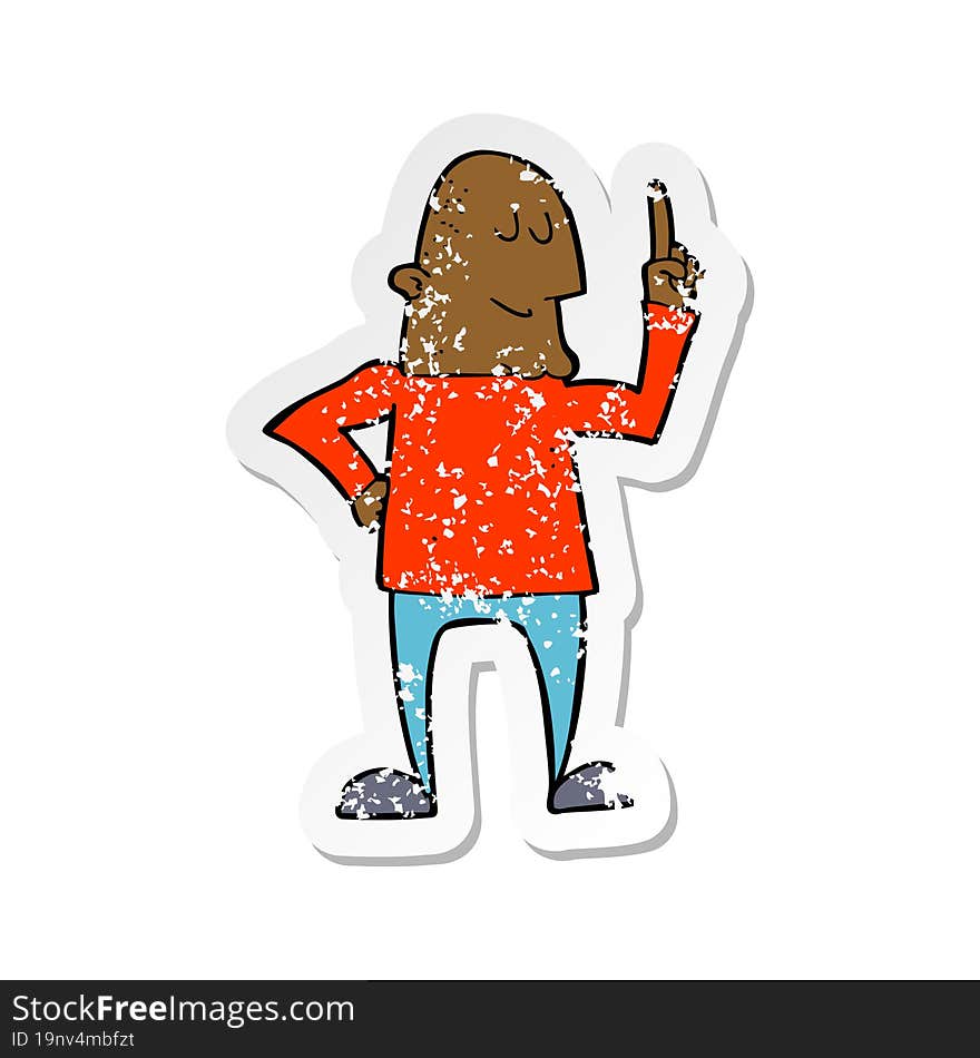 Retro Distressed Sticker Of A Cartoon Man Pointing Finger