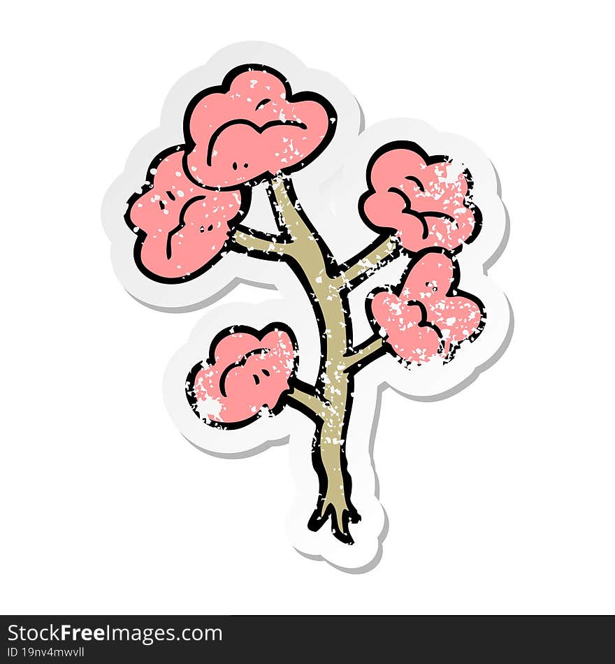 distressed sticker of a cartoon flowers