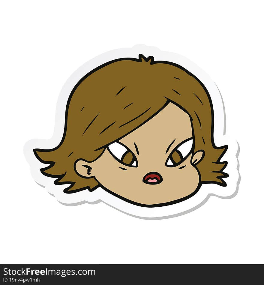 Sticker Of A Cartoon Female Face