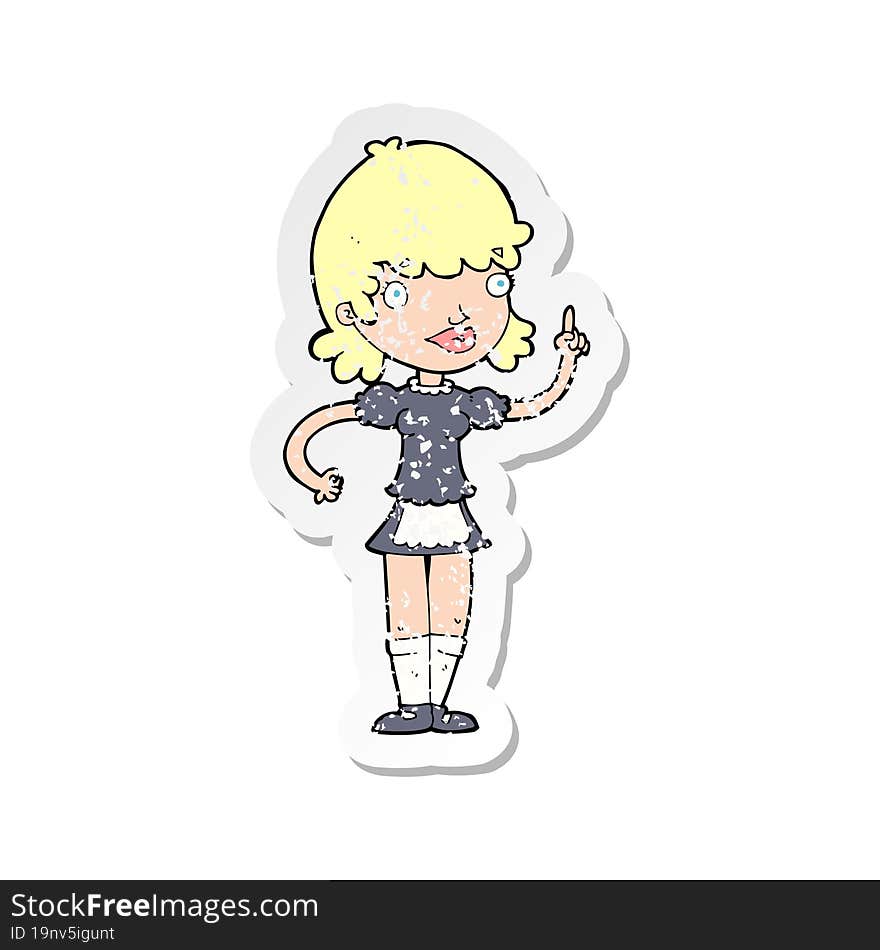 Retro Distressed Sticker Of A Cartoon Maid