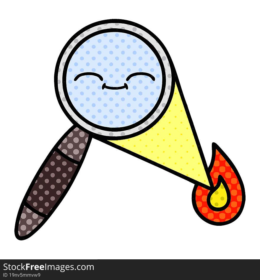 Comic Book Style Cartoon Magnifying Glass